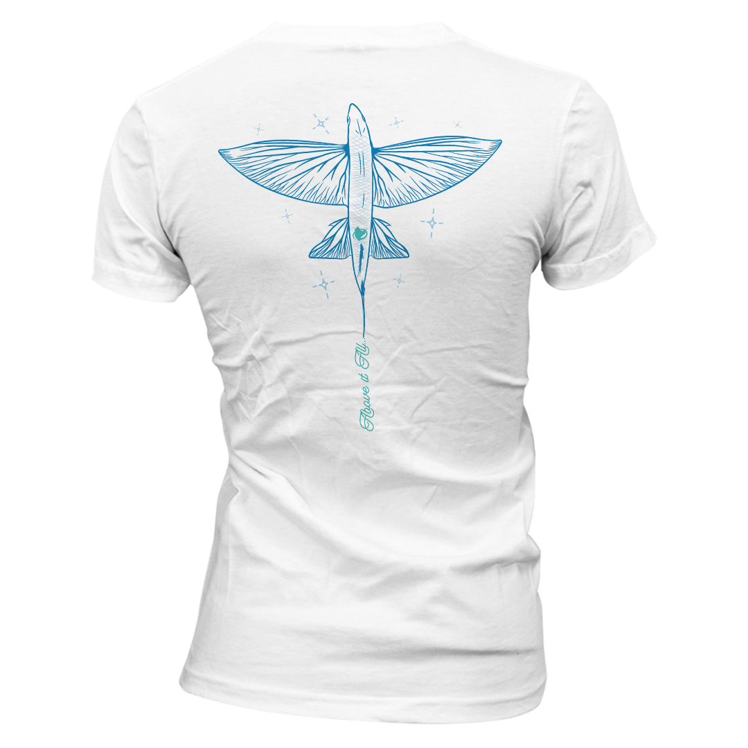 Above it All FLYING FISH - Ladies Short Sleeve V-Neck Tee Shirt