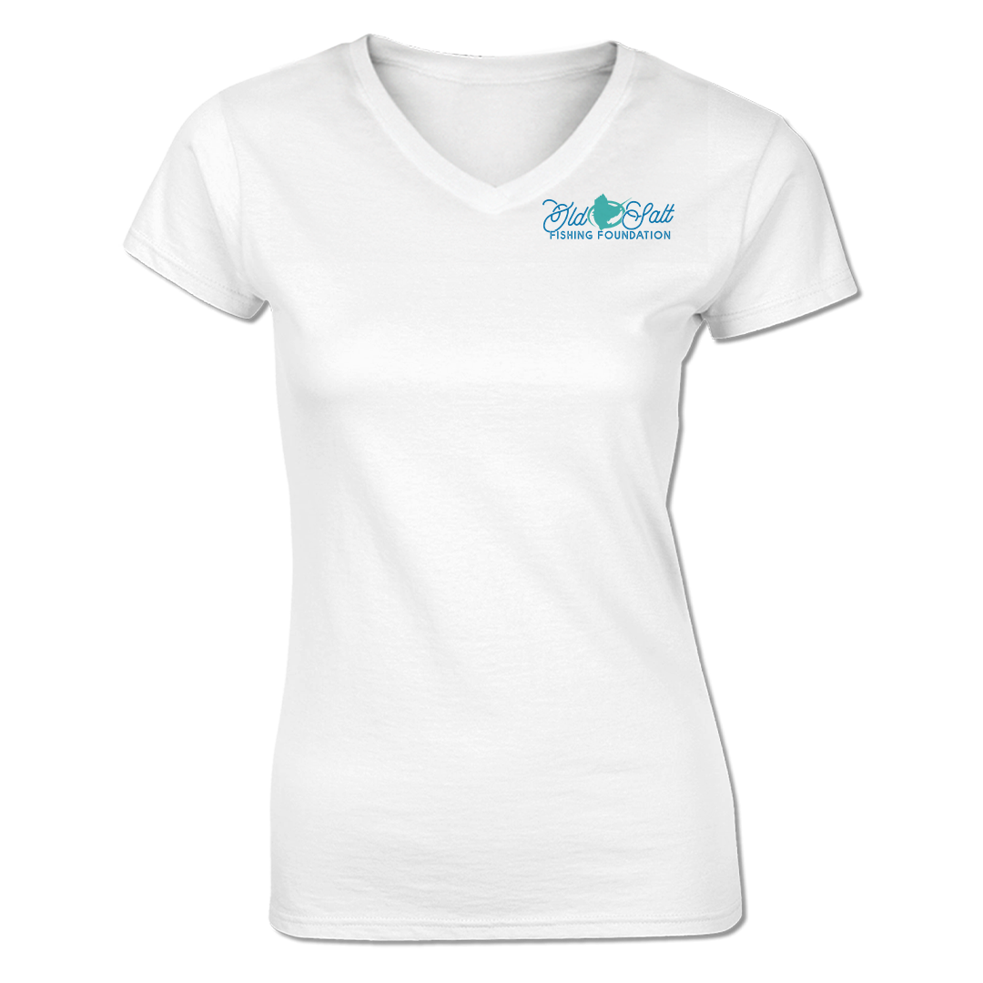 Above it All FLYING FISH - Ladies Short Sleeve V-Neck Tee Shirt