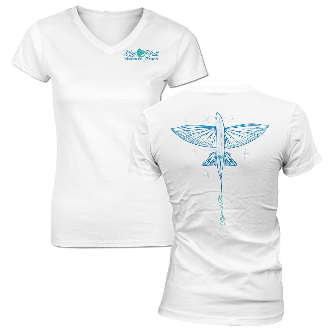 Above it All FLYING FISH - Ladies Short Sleeve V-Neck Tee Shirt