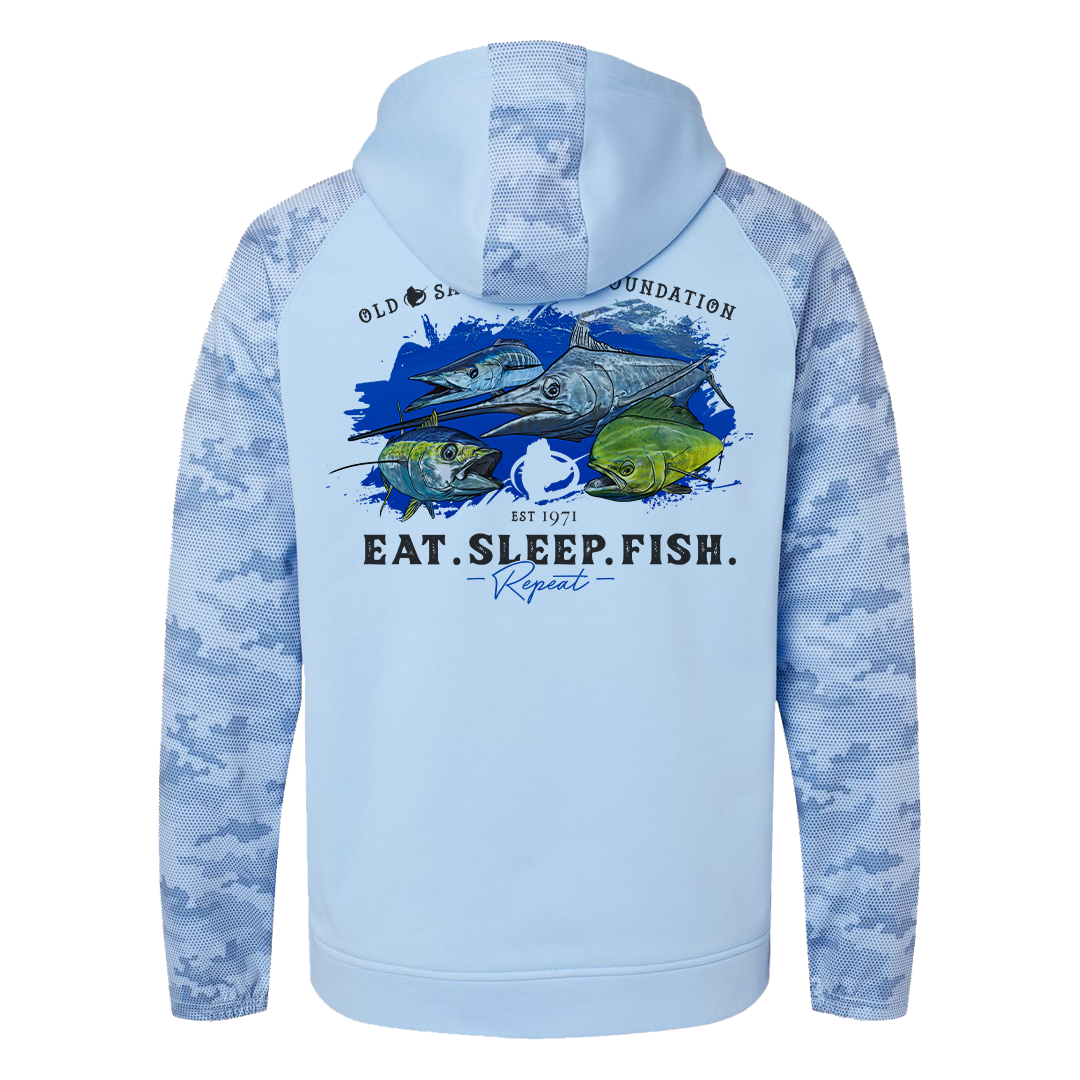 EAT.SLEEP.FISH  - Blue Camo Hoodie