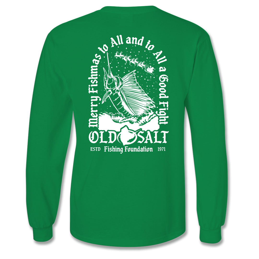 Fishmas25 - Long Sleeve Cotton Shirt - Green