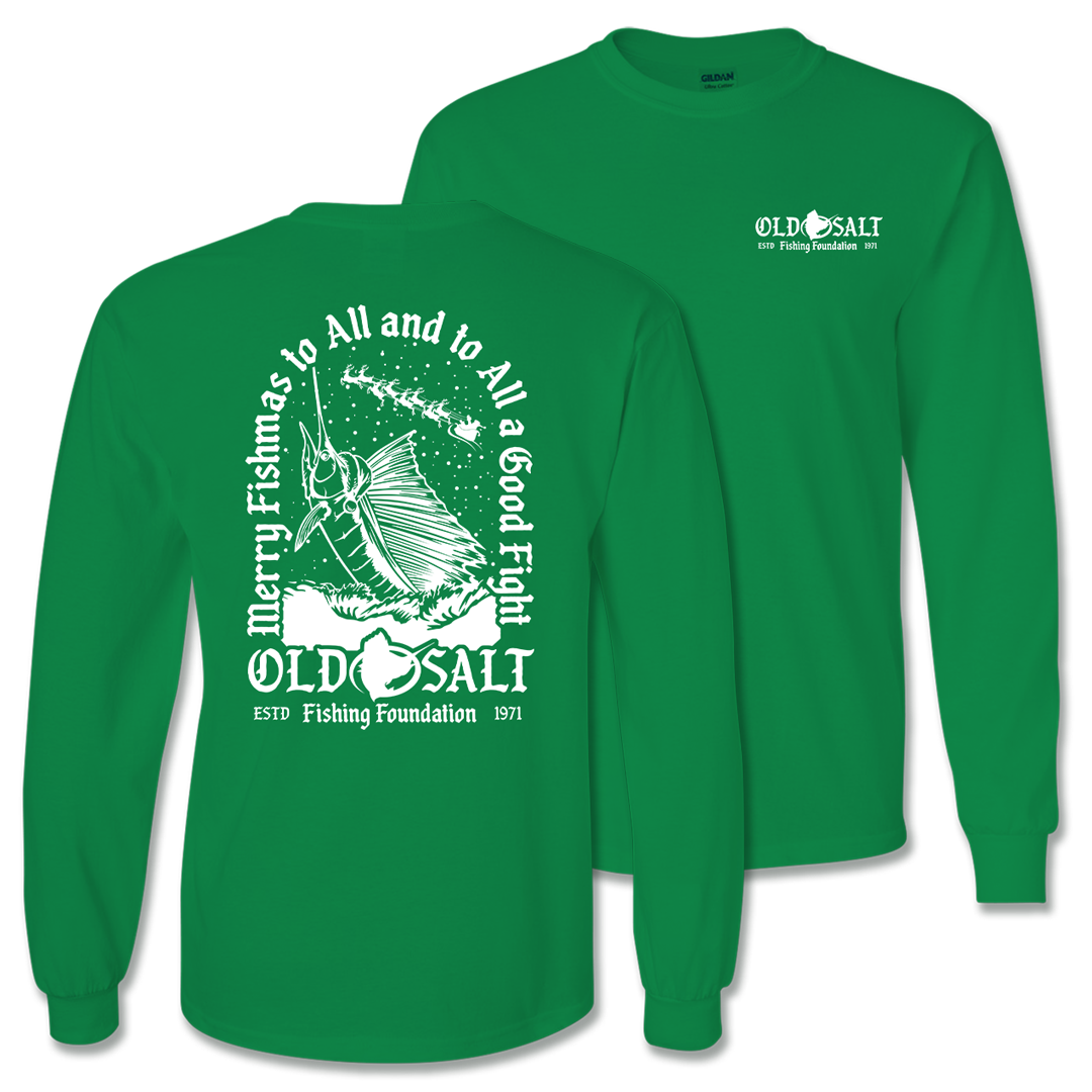 Fishmas25 - Long Sleeve Cotton Shirt - Green
