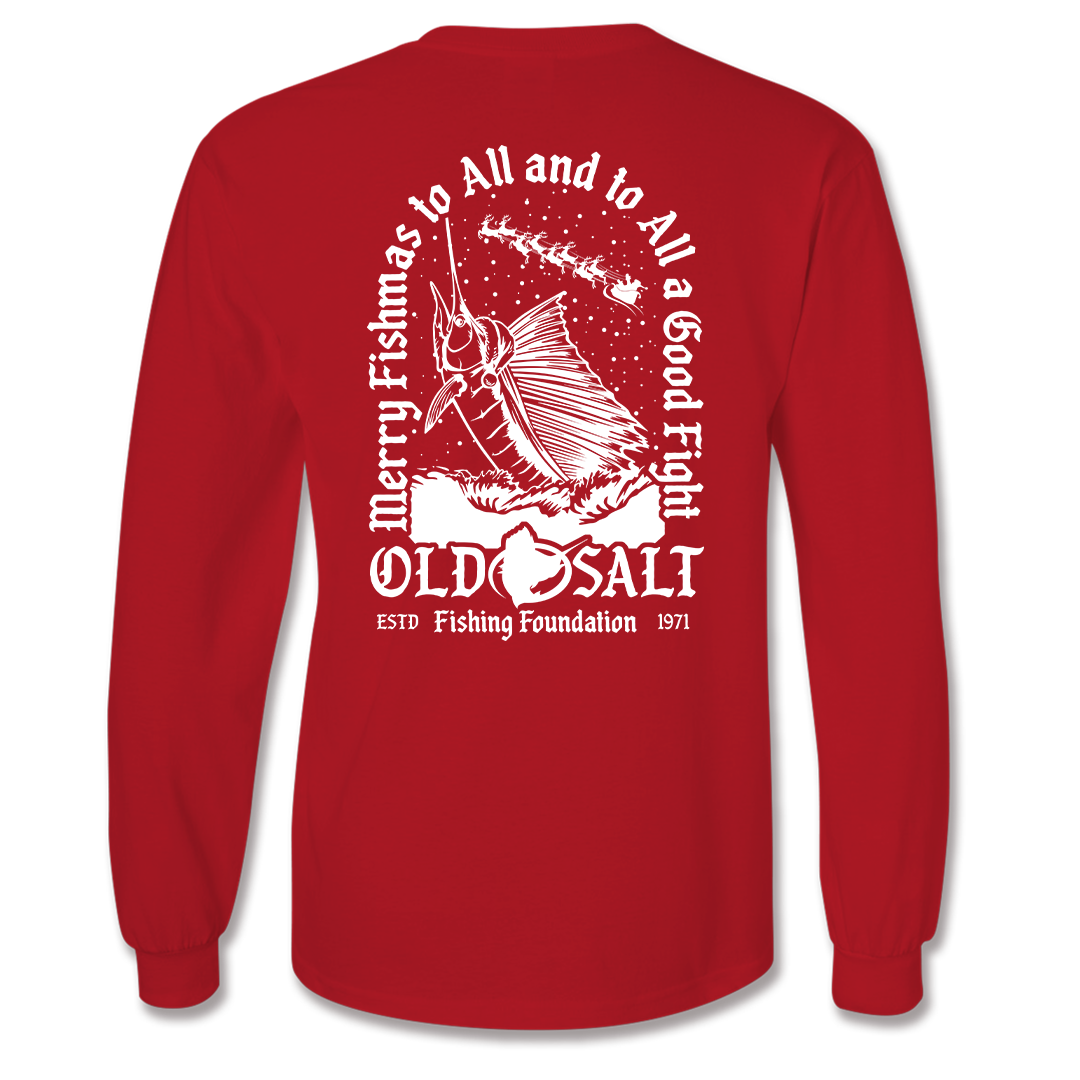 Fishmas25 - Long Sleeve Cotton Shirt - Red