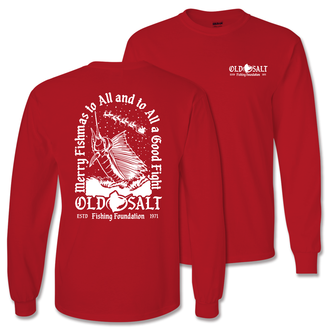 Fishmas25 - Long Sleeve Cotton Shirt - Red