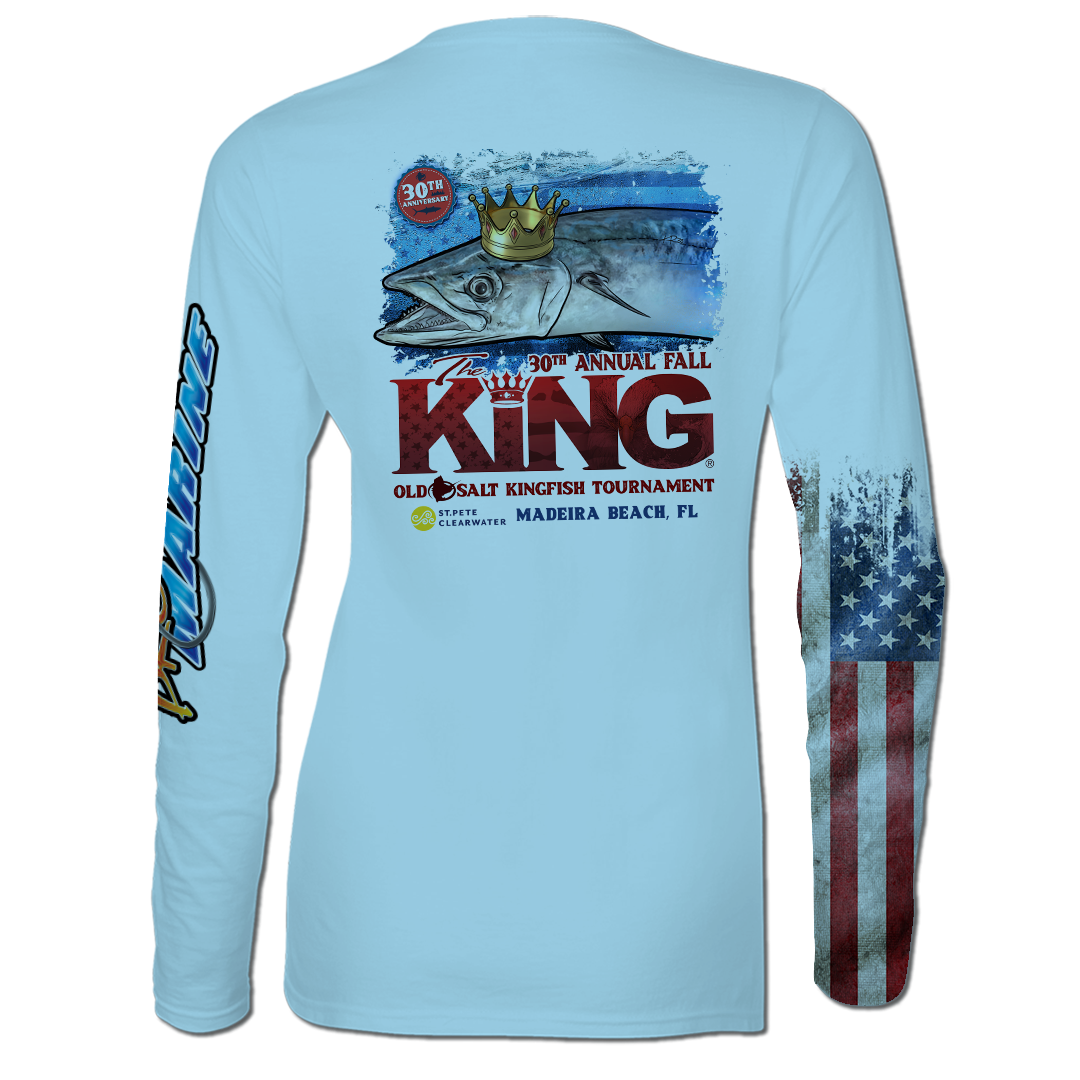 The KING - Fall 2023 - Women&#39;s Long Sleeve V-Neck Performance Shirt - Light Blue