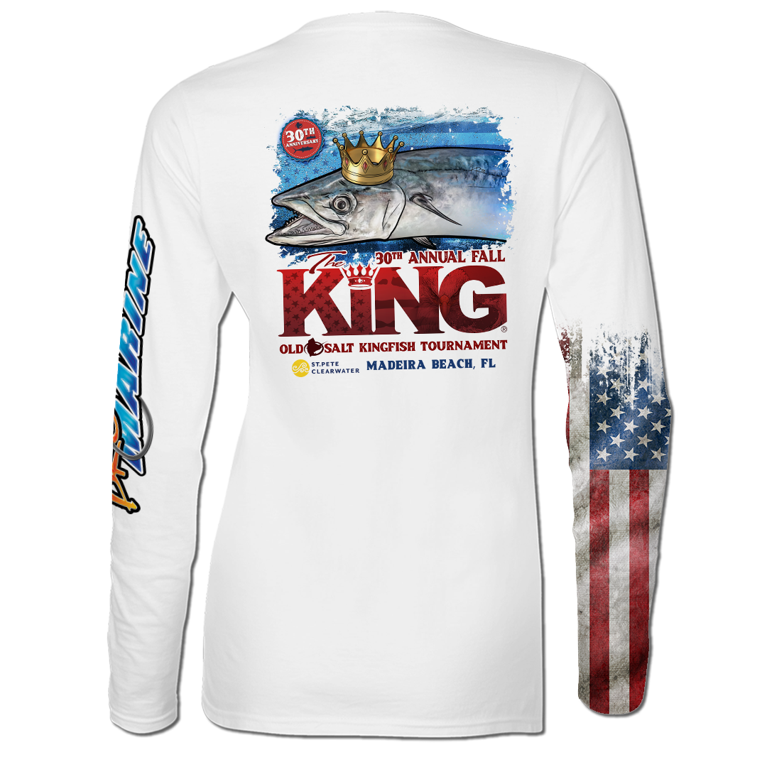 The KING - Fall 2023 - Women&#39;s Long Sleeve V-Neck Performance Shirt - White