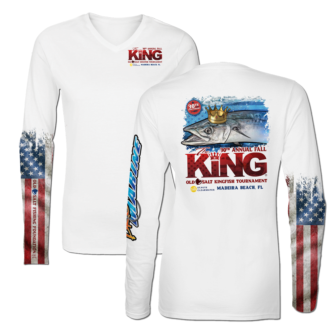 The KING - Fall 2023 - Women&#39;s Long Sleeve V-Neck Performance Shirt - White