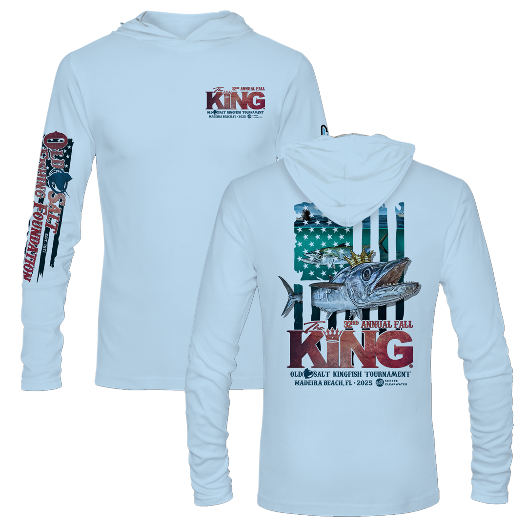 The KING - FALL 2025 - Long Sleeve Hooded Performance Shirt - Lt. Blue
