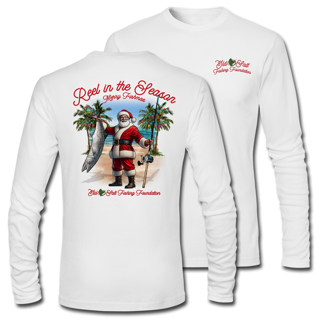 Reel In The Season - Long Sleeve Performance Shirt - White