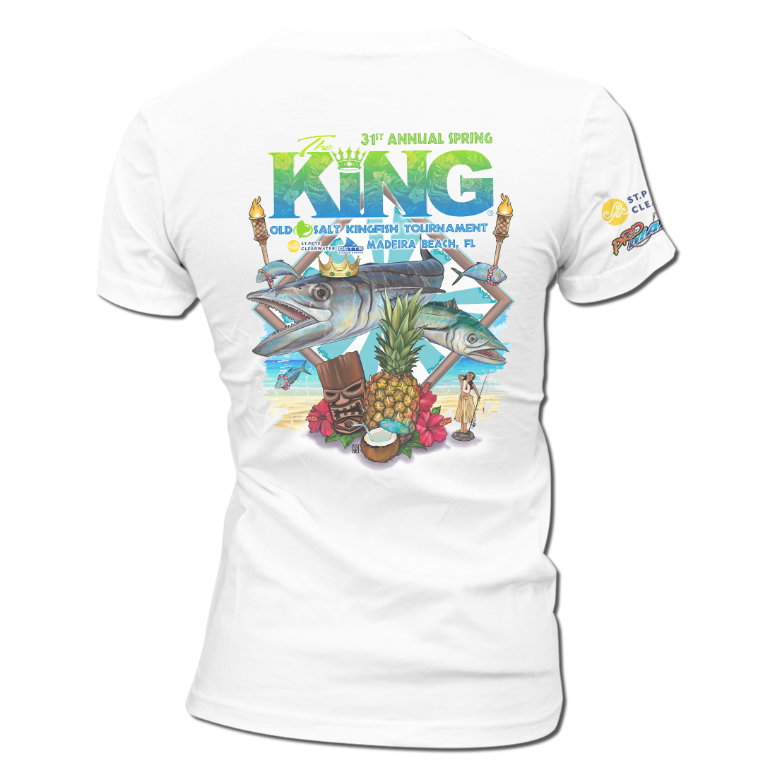 The KING - Spring 2024 - Ladies Short Sleeve V-Neck Shirt - White