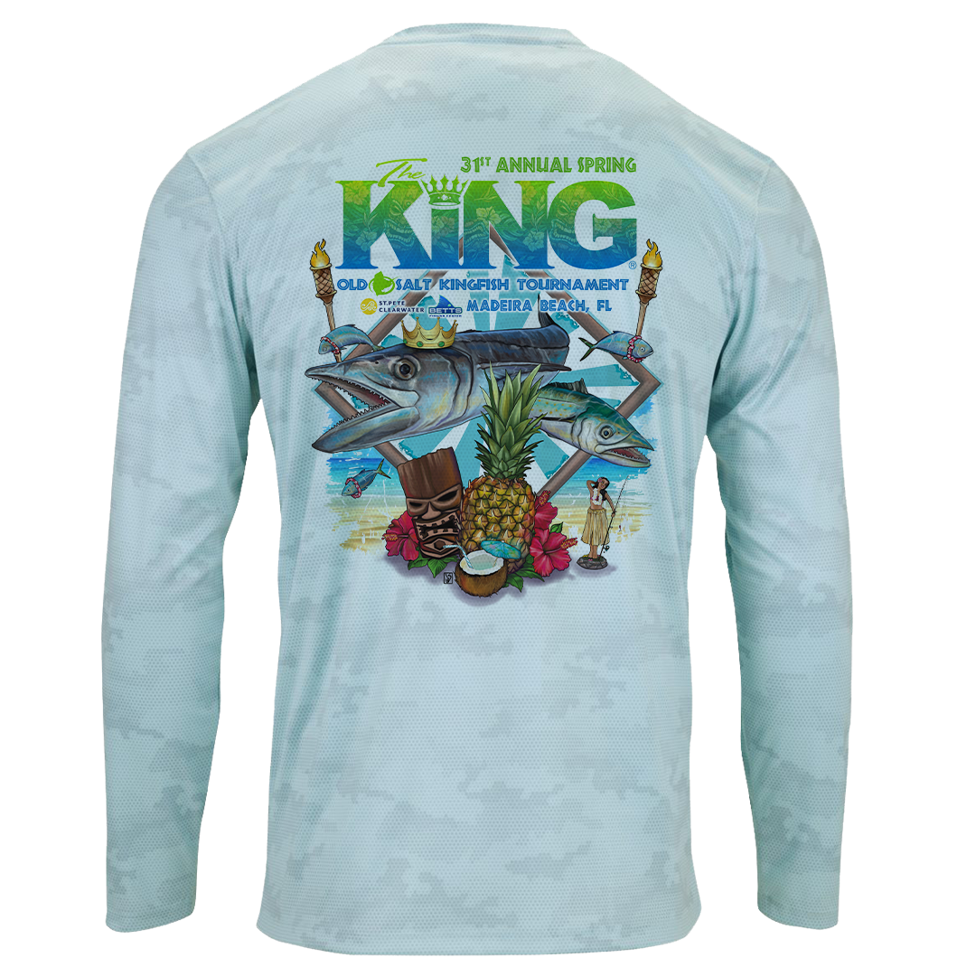 The KING - Spring 2024 - Men's Long Sleeve Performance Shirt - Light Blue Camo
