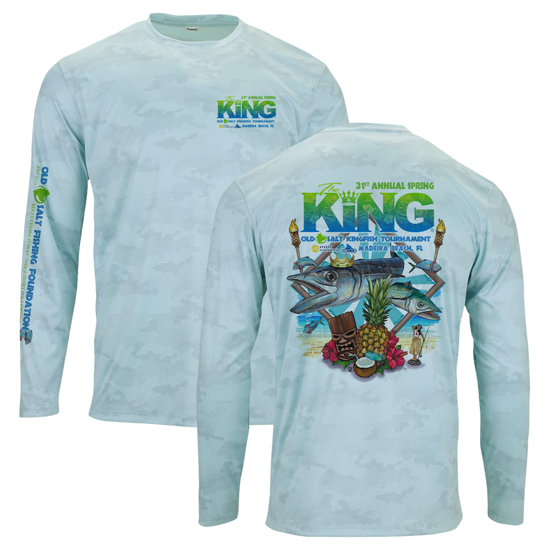 The KING - Spring 2024 - Men's Long Sleeve Performance Shirt - Light Blue Camo
