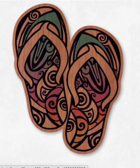 Wood Sticker - Flip Flops