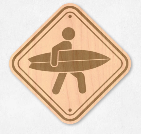 Wood Sticker - Surfer Crossing