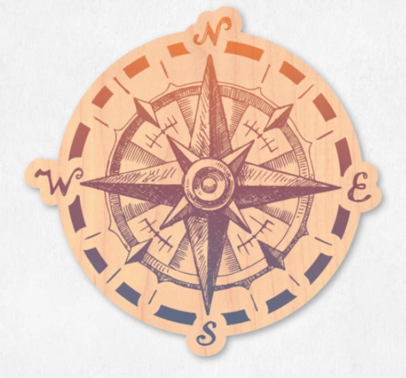 Wood Sticker - Compass