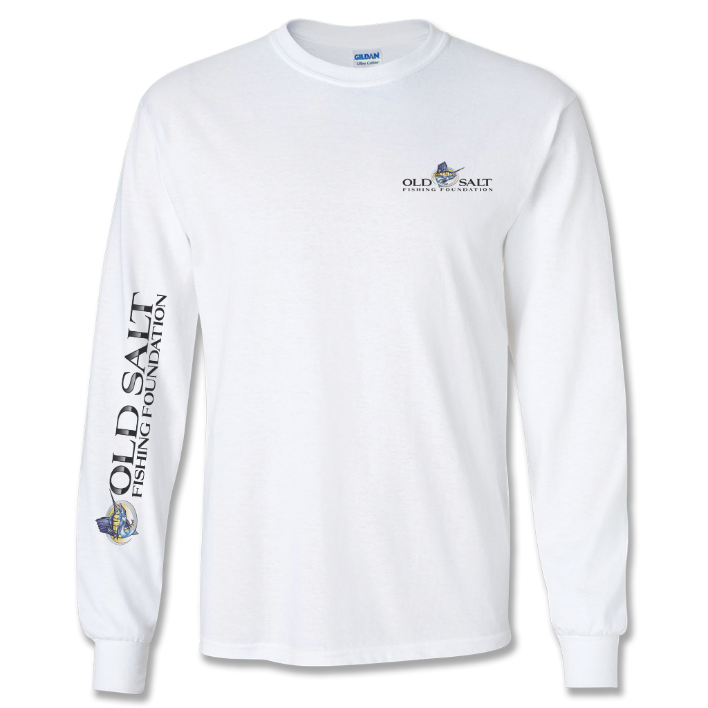 Men&#39;s &quot;Fishing Frenzy&quot; Long Sleeve Cotton/Poly Tee - White