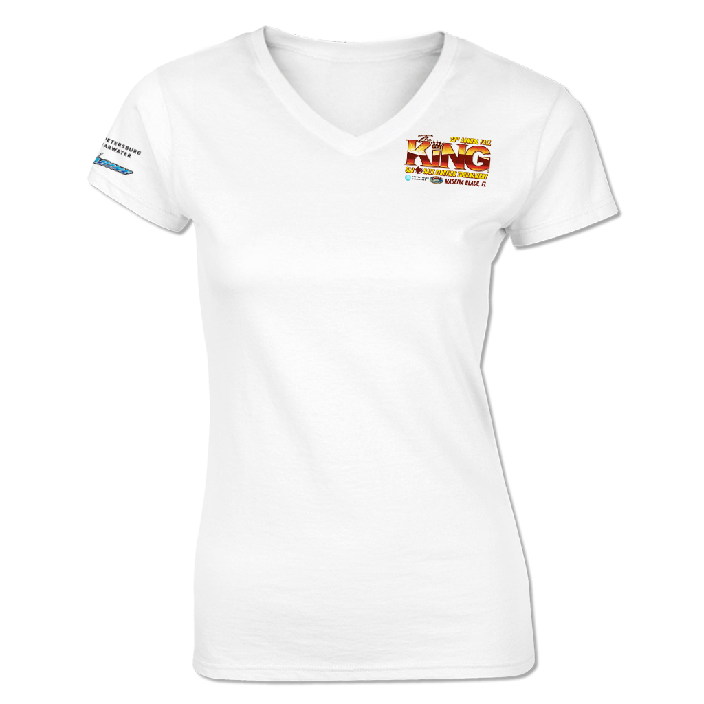 The KING - Fall 2021 - Ladies Short Sleeve V-Neck Shirt - White