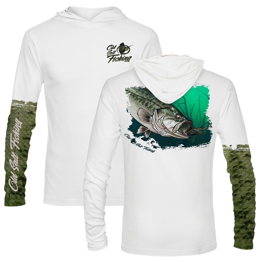 Large Mouth Bass Longsleeve Hooded Performance Shirt - Old Salt Store