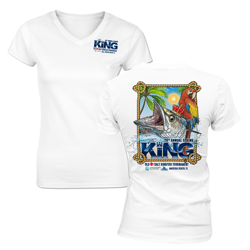The KING - Spring 2021 - Ladies Short Sleeve V-Neck Shirt - White